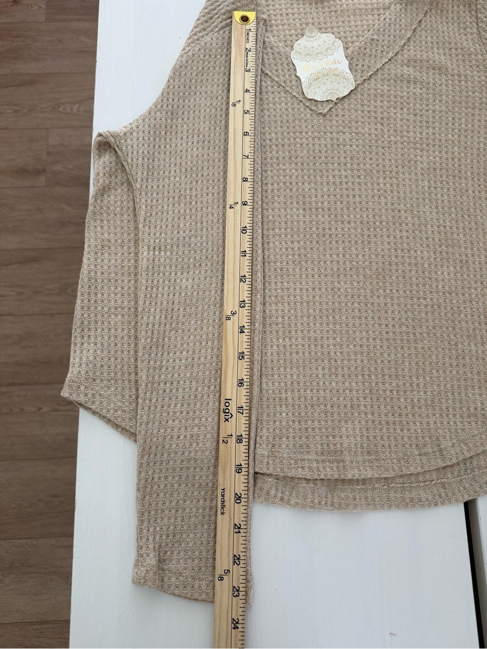Altar’d State Waffle Knit Long Sleeve Top Beige Neutral Boho Size Medium NWT - Picture 7 of 7